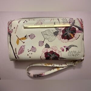 Steve Madden Cream and Purple Floral Wristlet